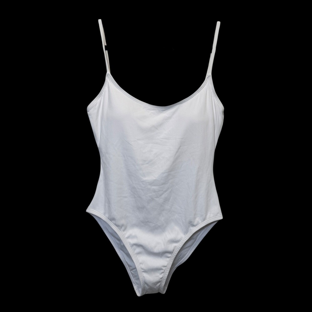 Andie One Piece Ribbed Amalfi Swimsuit XL White Adjustable Straps Minimalist New